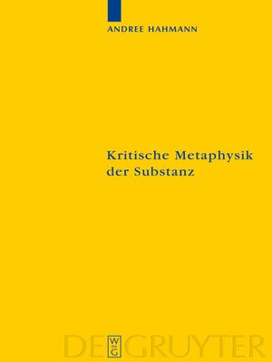 cover image of Kritische Metaphysik der Substanz